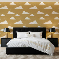 Mustard Mid Century Cloud Sky Wallpaper Wallpaper⁠