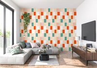 Sonnenverwischte moderne geometrische Tapete in Terrakotta-Salbei