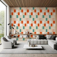 Sonnenverwischte moderne geometrische Tapete in Terrakotta-Salbei