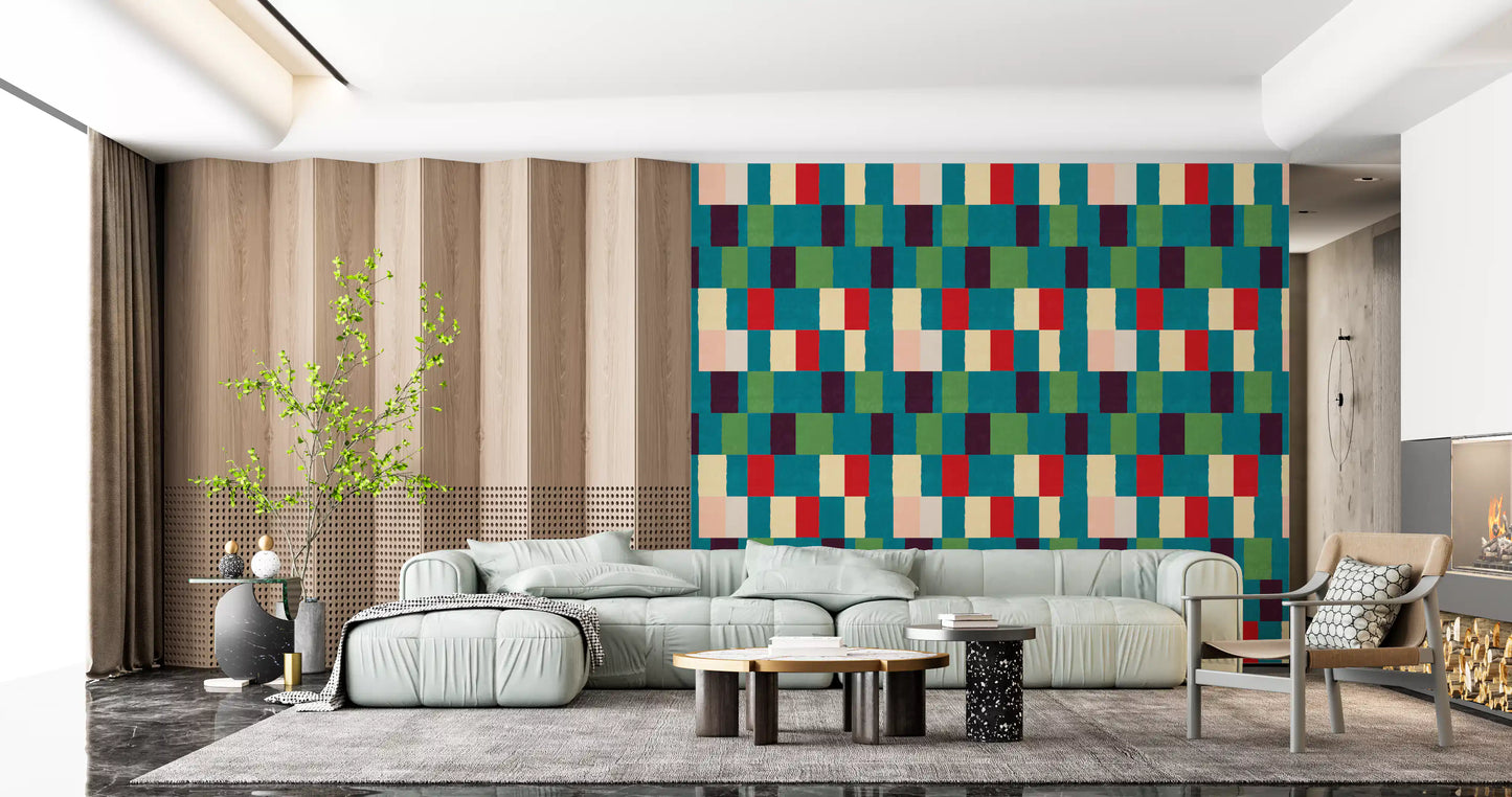 Sonnenverwischte moderne geometrische Tapete in Juwelenfarben