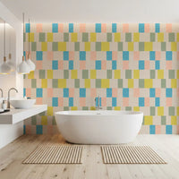 Carta da parati costiera blu geometrica moderna effetto sbiadito dal sole⁠