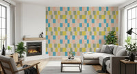 Carta da parati costiera blu geometrica moderna effetto sbiadito dal sole⁠