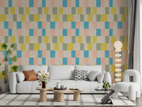 Carta da parati costiera blu geometrica moderna effetto sbiadito dal sole⁠