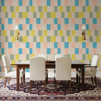 Carta da parati costiera blu geometrica moderna effetto sbiadito dal sole⁠
