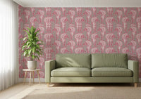 Papier peint motif tigre chinoiserie rose