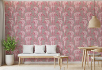 Papier peint motif tigre chinoiserie rose