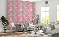 Papier peint motif tigre chinoiserie rose