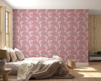 Papier peint motif tigre chinoiserie rose