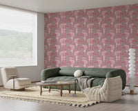 Papier peint motif tigre chinoiserie rose