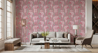 Papier peint motif tigre chinoiserie rose