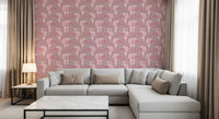 Papier peint motif tigre chinoiserie rose