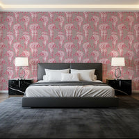 Papier peint motif tigre chinoiserie rose