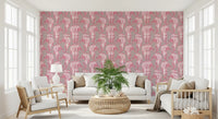 Papier peint motif tigre chinoiserie rose