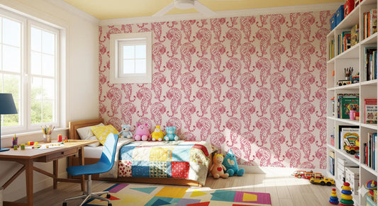 Crimson Tiger Chinoiserie Pattern Wallpaper Wallpaper⁠