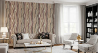 Organic Wavy Woodgrain Vertical Stripes - Earthy Mauve Wallpaper⁠