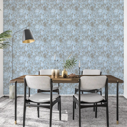 Dining room feature in a serene blue canopy silhouette wallpaper GD10719
