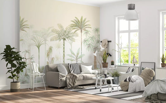 Fresque murale jungle aquarelle Palmiers Murmurants