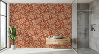 Terracotta Krysantemum Vintage Blomstret Tapet Tapet⁠