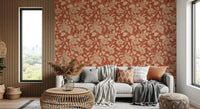 Terracotta Krysantemum Vintage Blomstret Tapet Tapet⁠