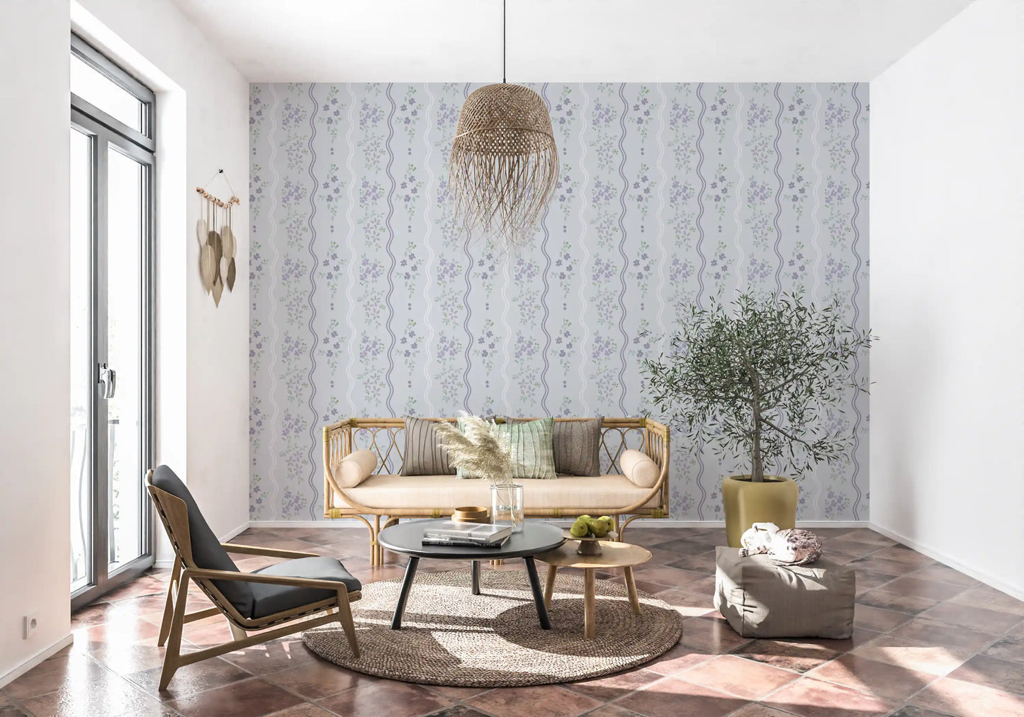 Papier peint floral Vintage Lavender Trails
