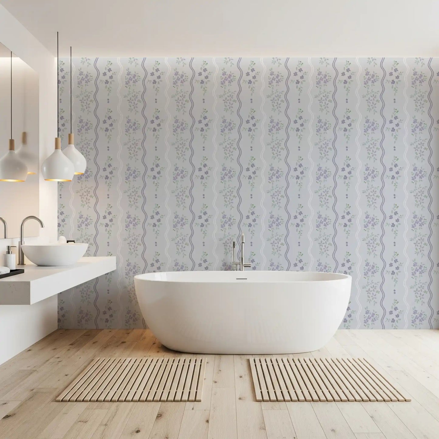 Papier peint floral Vintage Lavender Trails