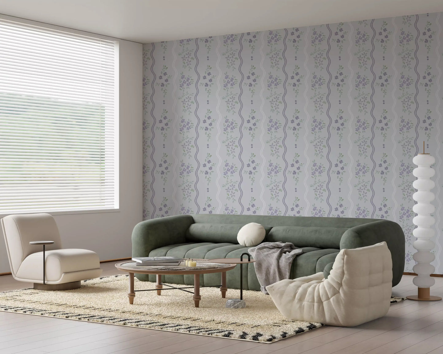 Papier peint floral Vintage Lavender Trails