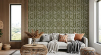 Olive Meadow Tapete mit welligem Streifen