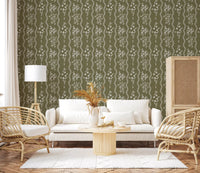 Olive Meadow Tapete mit welligem Streifen