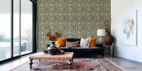 Olive Meadow Tapete mit welligem Streifen