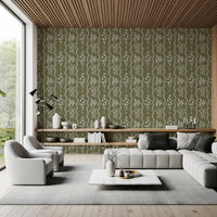 Olive Meadow Tapete mit welligem Streifen