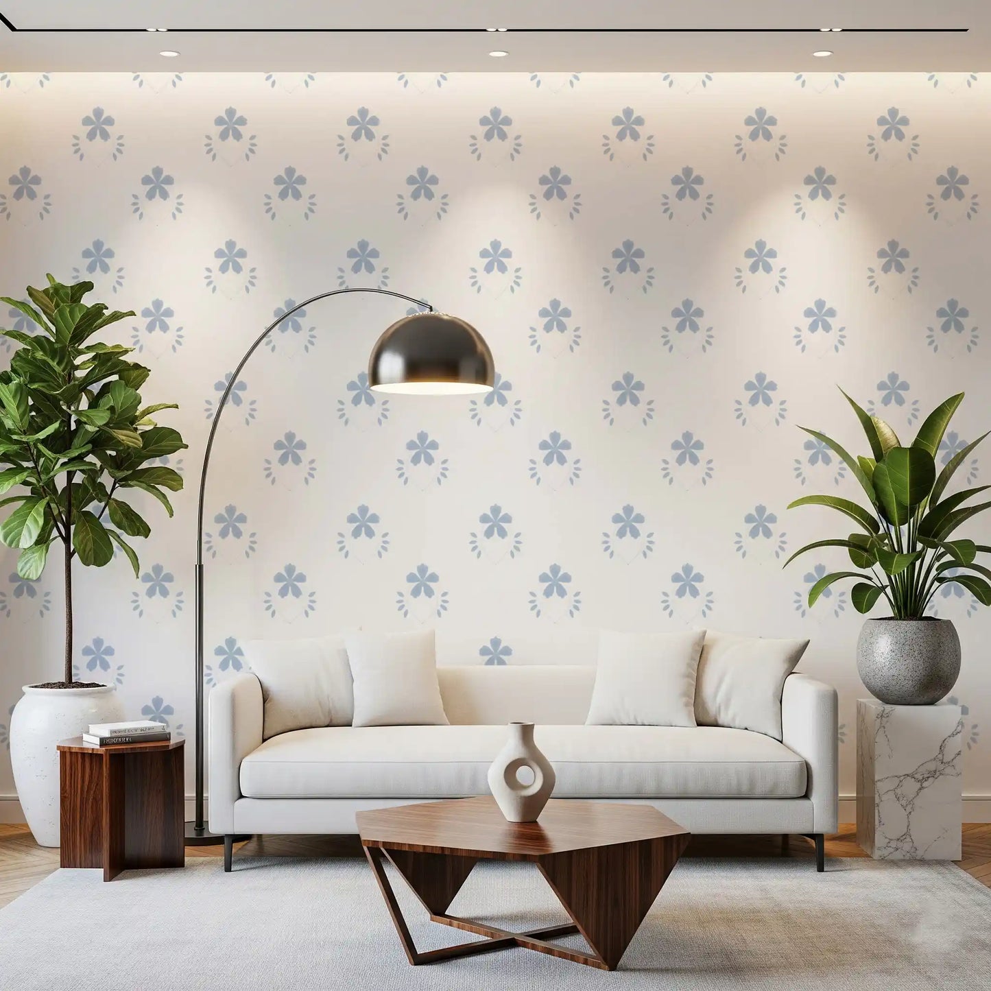 Papier peint Serene Scandi Blue Blossom
