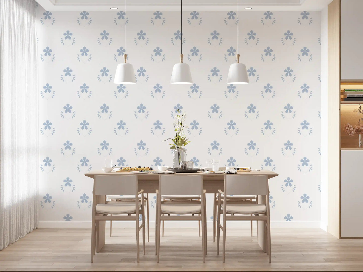 Papier peint Serene Scandi Blue Blossom
