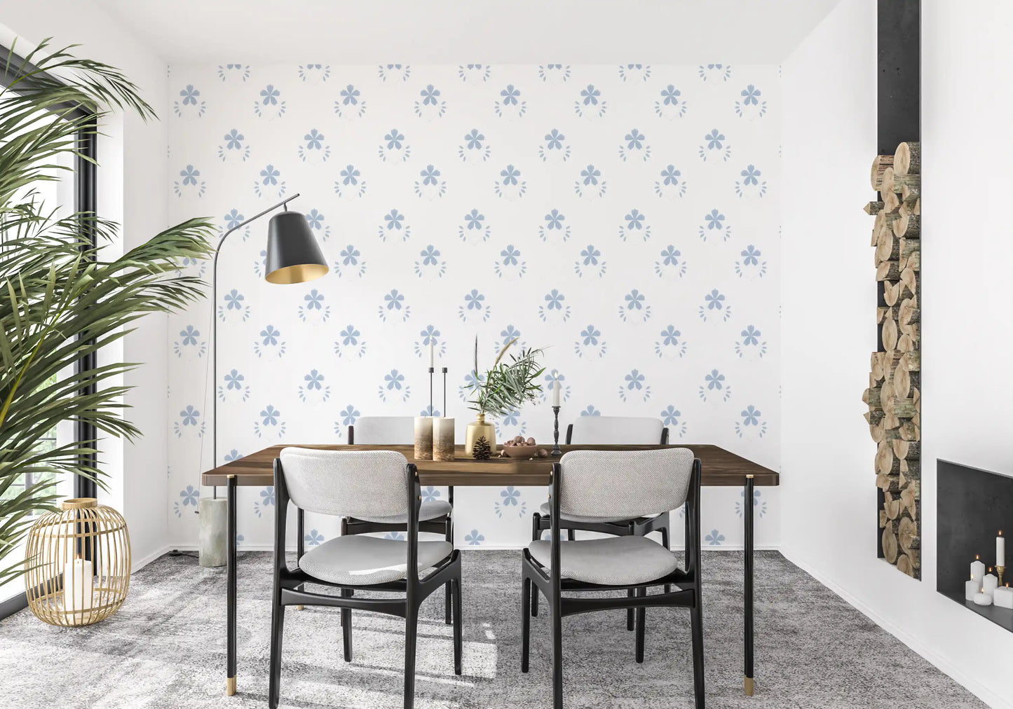 Papier peint Serene Scandi Blue Blossom