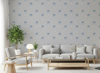 Papier peint Blue Blossom à motif indien imprimé au bloc