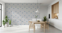 Papier peint Blue Blossom à motif indien imprimé au bloc