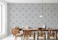 Papier peint Blue Blossom à motif indien imprimé au bloc