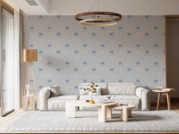 Papier peint Blue Blossom à motif indien imprimé au bloc