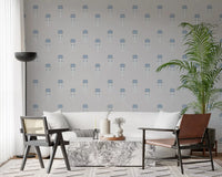 Papier peint Blue Blossom à motif indien imprimé au bloc
