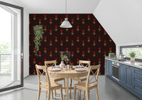Papier peint Fleurs mogholes cramoisies