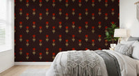 Papier peint Fleurs mogholes cramoisies
