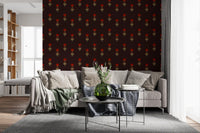 Papier peint Fleurs mogholes cramoisies