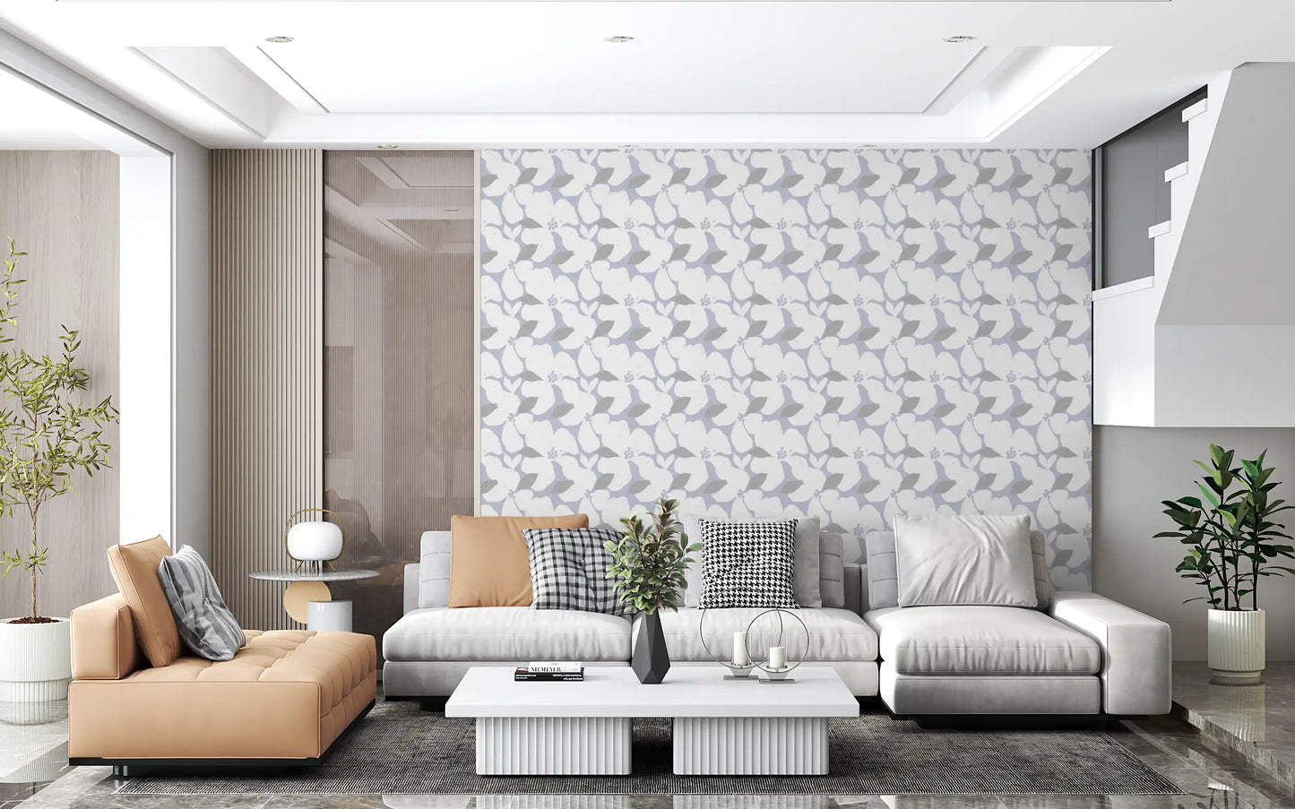 Nordic Blossom Sanftes Periwinkle Tapete