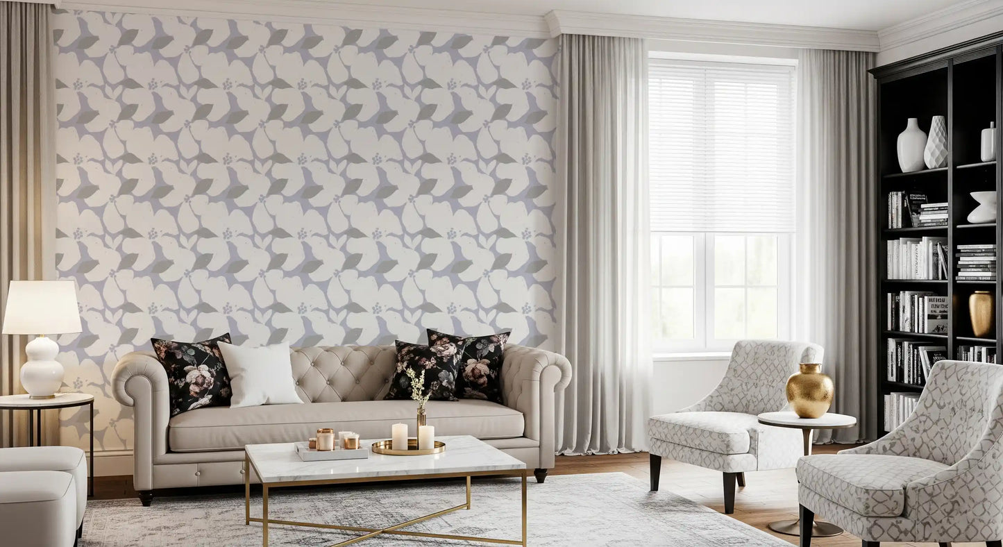 Nordic Blossom Sanftes Periwinkle Tapete