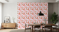 Retro Coral Abstract Floral Wallpaper Wallpaper⁠