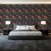 Enchanted Midnight Folk Floral Wallpaper Wallpaper⁠