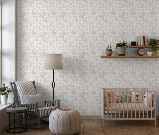 White Cottagecore Flowers wallpaper wraps a calm, gentle nursery GD10760