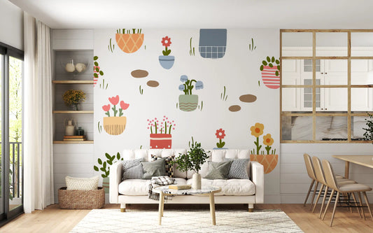 Carta da parati murale Giardino di fiori in vaso