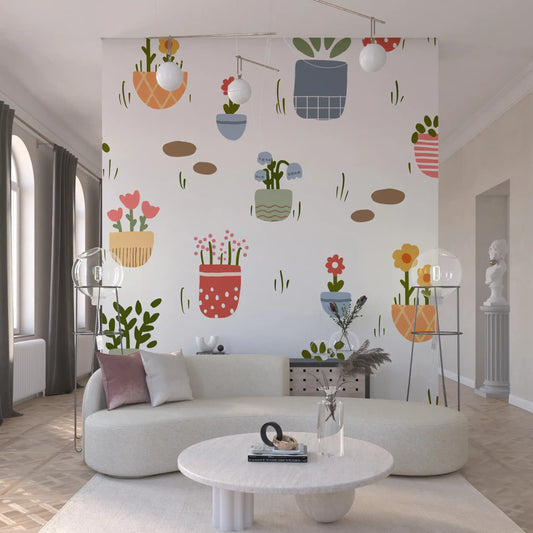 Carta da parati murale Giardino di fiori in vaso