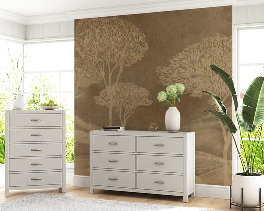 Rolling hills sepia wall mural set behind an easy lounge GD10767
