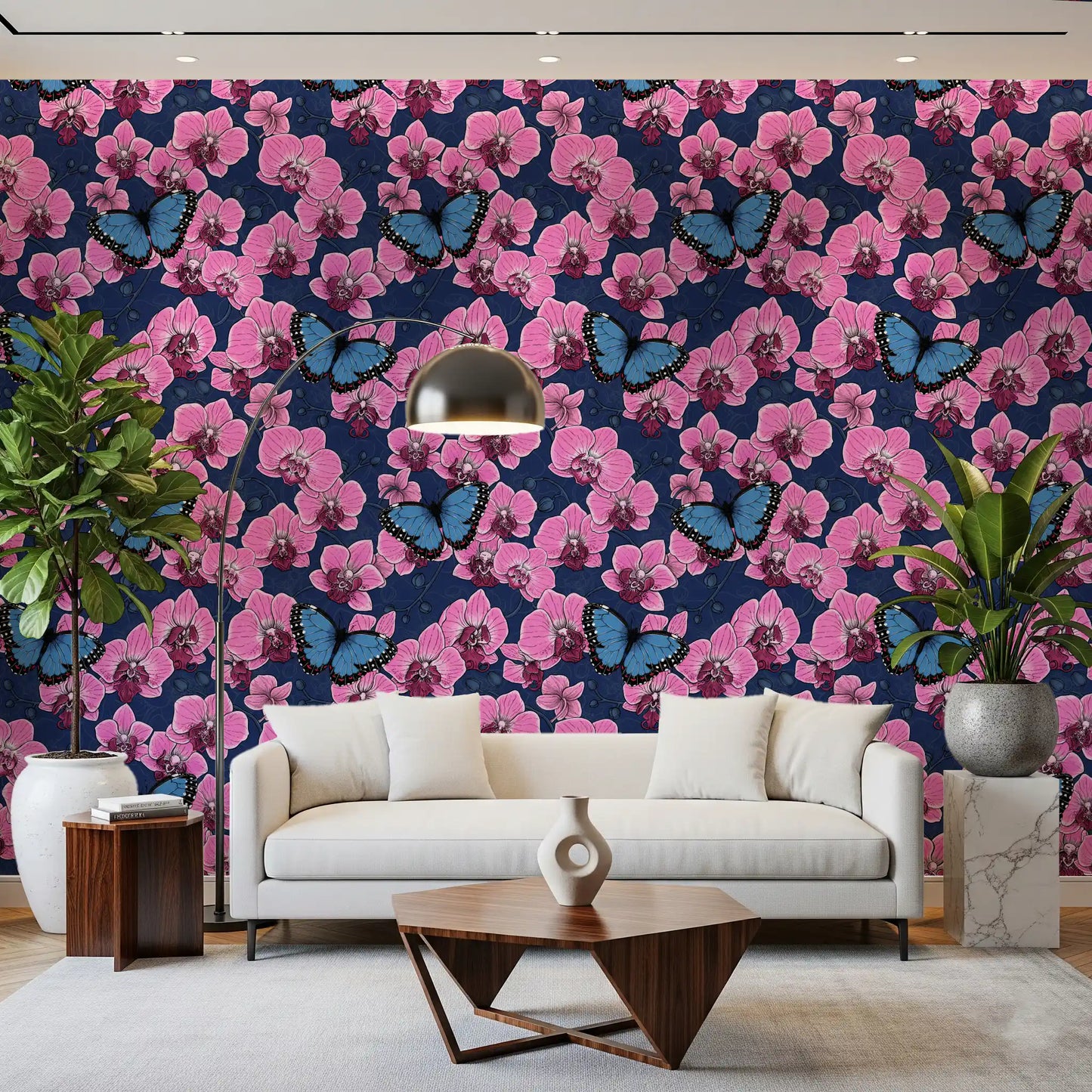Papier peint Jardin botanique d'orchidées avec papillons 3